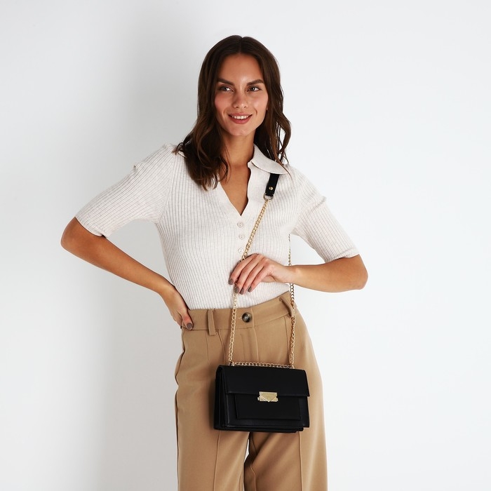 Сумка-мессенджер на клапане, цвет чёрный Сумка-мессенджер на клапане, цвет чёрный