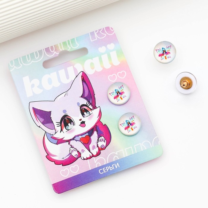 Серьги гвоздики «Kawaii» 1.5 х 1.5 см Серьги гвоздики «Kawaii» 1.5 х 1.5 см