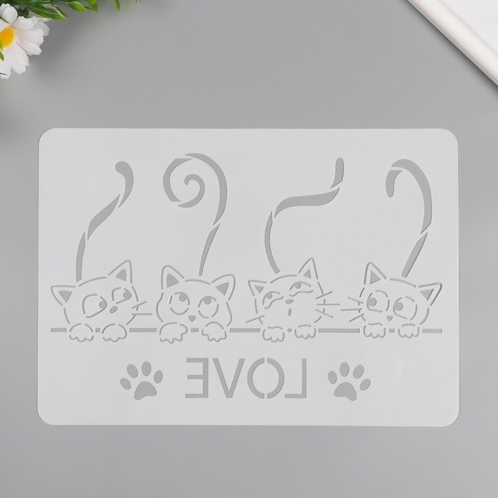 Трафарет пластик Трафарет пластик "Кошачья любовь" 21х29,7 см