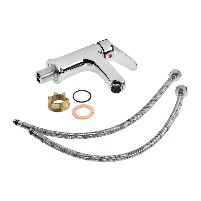 Смеситель для раковины ZEIN Z3411, однорычажный, на гайке, картридж керамика 35 мм, серый Смеситель для раковины ZEIN Z3411, однорычажный, на гайке, картридж керамика 35 мм, серый