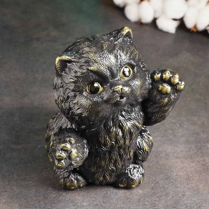 Копилка Копилка "Радостный кот" черный, золото, 20см