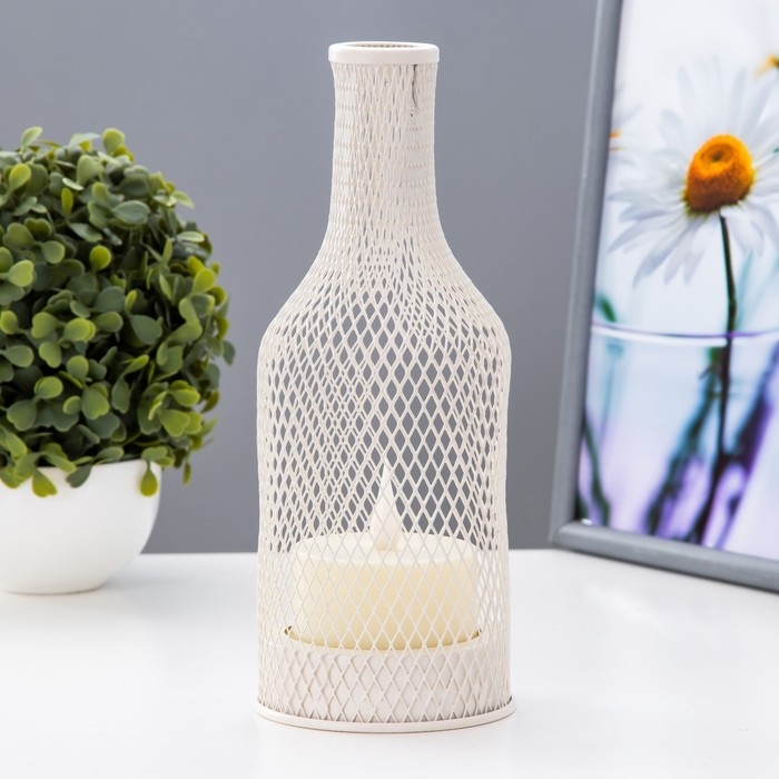 Ночник Ночник "Фонарь со свечой" LED от батареек 2хАА белый 9,5х9,5х25,5 см RISALUX