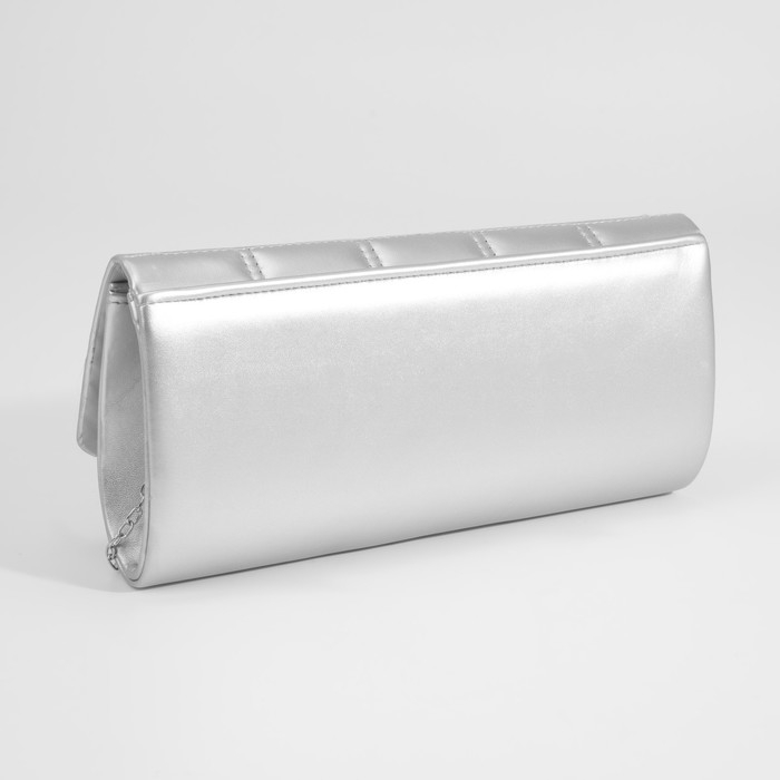 Сумка-клатч на клапане, цвет серебряный