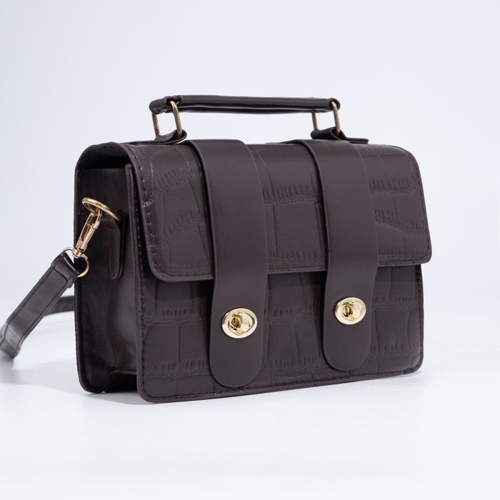 Сумка-мессенджер на клапане, длинный ремень, цвет тёмно-коричневый Сумка-мессенджер на клапане, длинный ремень, цвет тёмно-коричневый