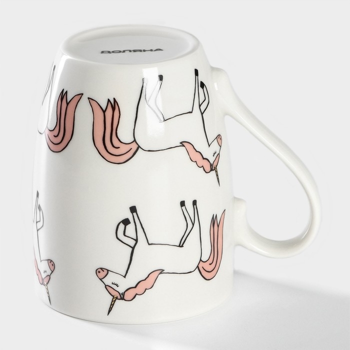 Кружка фарфоровая Доляна «Единорожки», 350 мл, цвет белый Кружка фарфоровая Доляна «Единорожки», 350 мл, цвет белый