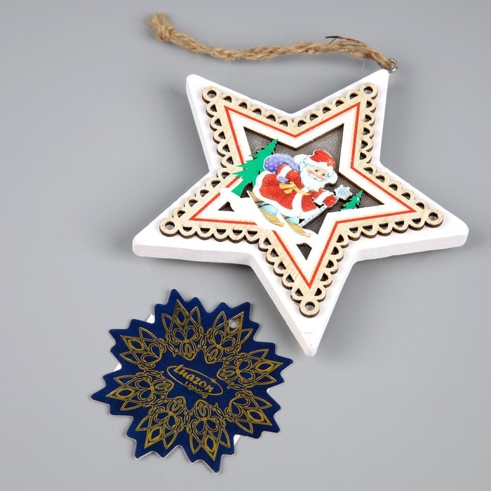 Ёлочная игрушка «Дед Мороз», от батареек, свечение тёплое белое Ёлочная игрушка «Дед Мороз», от батареек, свечение тёплое белое