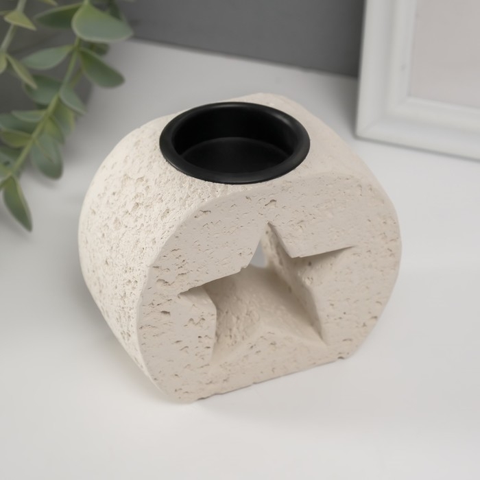 Подсвечник гипс, металл на 1 свечу Подсвечник гипс, металл на 1 свечу "Звезда в камне" d=3,8 см 5х9,6х8,5 см