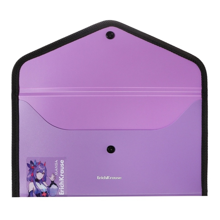 Папка-конверт на кнопке 260 х 140 мм (Travel), 600 мкм, ErichKrause Папка-конверт на кнопке 260 х 140 мм (Travel), 600 мкм, ErichKrause "Matt Manga", с расширением, непрозрачная, тиснение "песок", микс