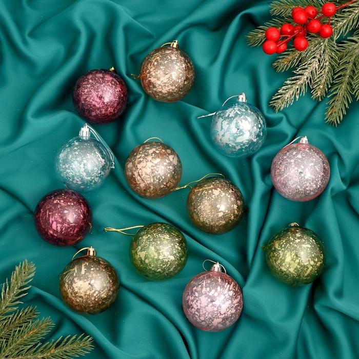 Набор шаров пластик d-6 см, 12 шт Набор шаров пластик d-6 см, 12 шт "Дженна прозрачный" микс