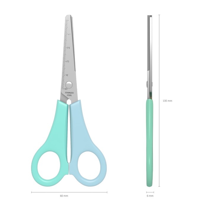 Ножницы детские ErichKrause Joy Pastel, 13.5 см, с закруглёнными концами лезвий и линейкой, блистер, МИКС Ножницы детские ErichKrause Joy Pastel, 13.5 см, с закруглёнными концами лезвий и линейкой, блистер, МИКС