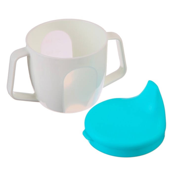 Поильник - чашечка 2 в 1 детский тренировочный, твердый носик, 150 мл., с ручками, цвет голубой Поильник - чашечка 2 в 1 детский тренировочный, твердый носик, 150 мл., с ручками, цвет голубой