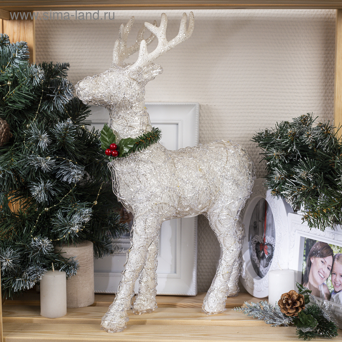 Светодиодная фигура «Олень» 30 × 46 × 15 см, акрил, батарейки ААх2 (не в комплекте), свечение тёплое белое Светодиодная фигура «Олень» 30 × 46 × 15 см, акрил, батарейки ААх2 (не в комплекте), свечение тёплое белое