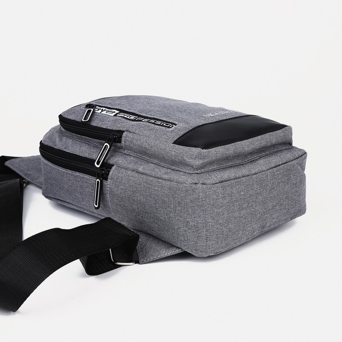 Сумка-слинг мужская из текстиля, с USB, цвет серый Сумка-слинг мужская из текстиля, с USB, цвет серый