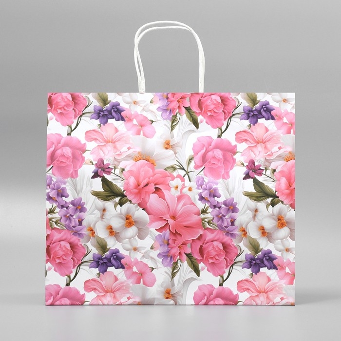 Пакет подарочный крафтовый, упаковка, «Подарок для тебя»,цветы, 32 х 28 х 15 см Пакет подарочный крафтовый, упаковка, «Подарок для тебя»,цветы, 32 х 28 х 15 см