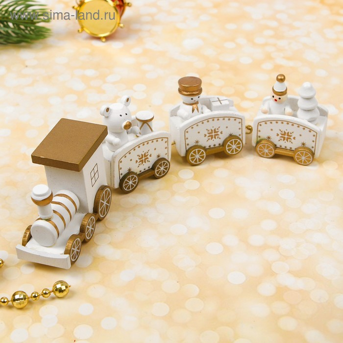 Сувенир &laquo;Новогодний поезд&raquo;, 19 см, цвет белый