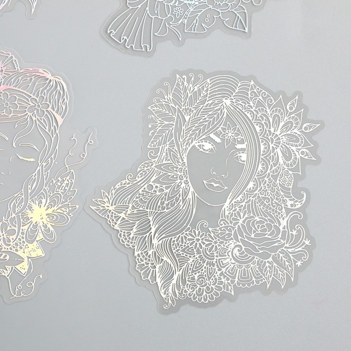 Наклейки для творчества Наклейки для творчества "Голография. Девушки" d=10 см набор 10 шт 0,2х14х11 см