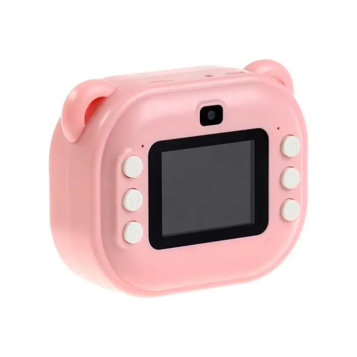 Детский мини принтер с камерой, для печати, модель LPR-21, Туре-С, лента, с ремешком, розовый