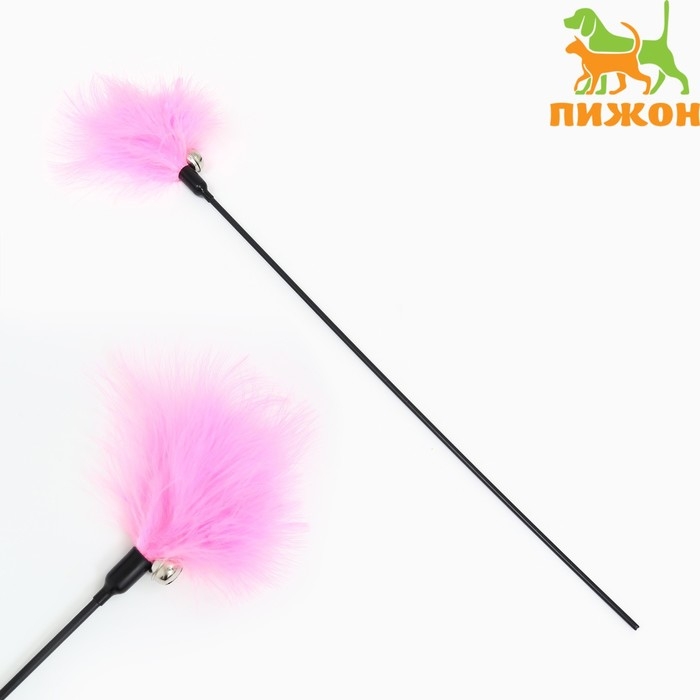 Дразнилка пуховая с бубенчиком  Дразнилка пуховая с бубенчиком "Светлячок", розовая