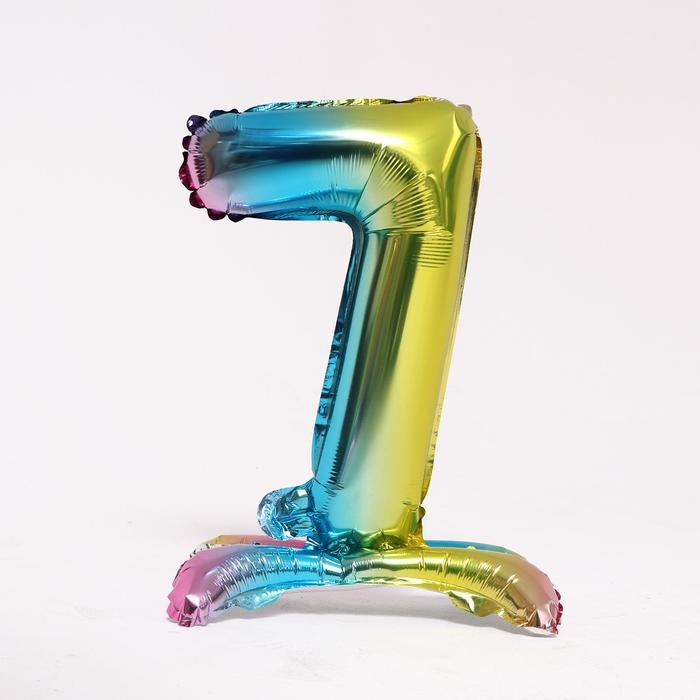 Шар фольгированный 16" &laquo;Цифра 7&raquo;, на подставке, градиент