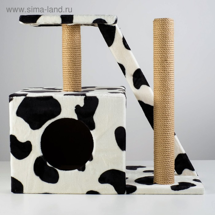 Домик для кошек с когтеточкой  Домик для кошек с когтеточкой "Домосед", с лестницей и площадкой, 60 х 35 х 56 см, микс