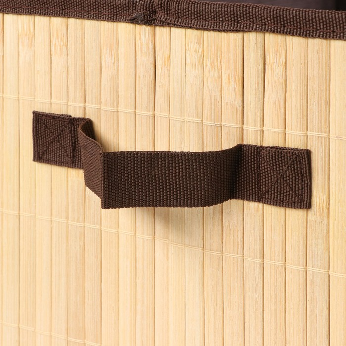 Короб складной для хранения, 28х38 см Н 23 см, бамбук, подкладка, ткань, микс Короб складной для хранения, 28х38 см Н 23 см, бамбук, подкладка, ткань, микс