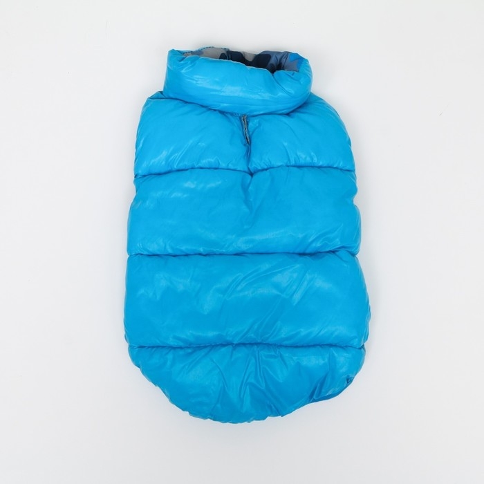 Куртка для собак двухсторонняя с принтом, размер 10 (ДС 25 см, ОГ 34 см, ОШ 24 см),голубая Куртка для собак двухсторонняя с принтом, размер 10 (ДС 25 см, ОГ 34 см, ОШ 24 см),голубая