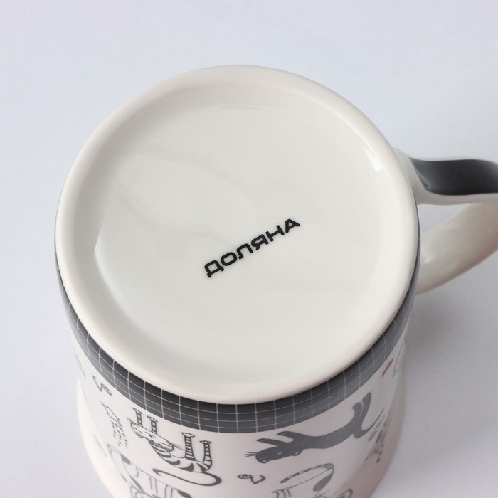 Кружка фарфоровая Доляна «Кошачьи будни», 300 мл, цвет белый Кружка фарфоровая Доляна «Кошачьи будни», 300 мл, цвет белый