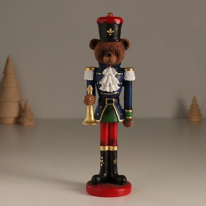 Сувенир полистоун Сувенир полистоун "Медвежонок-солдатик в мундире с горном" 7х6х20 см