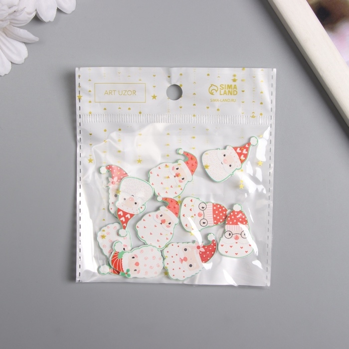 Декор для творчества дерево Декор для творчества дерево "Дедушки Морозы" набор 10 шт 2,8х1,9 см