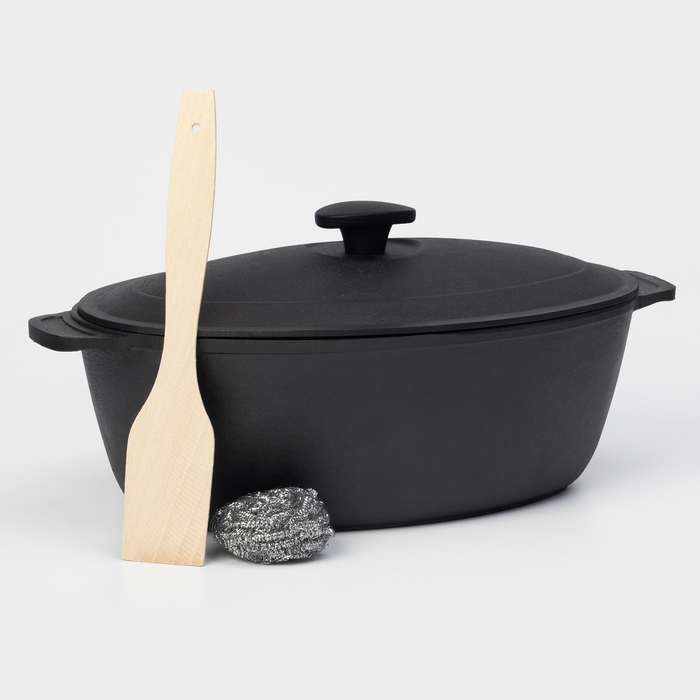 Гусятница чугунная Wild Kitchen, 6 л, лопатка и губка в комплекте Гусятница чугунная Wild Kitchen, 6 л, лопатка и губка в комплекте