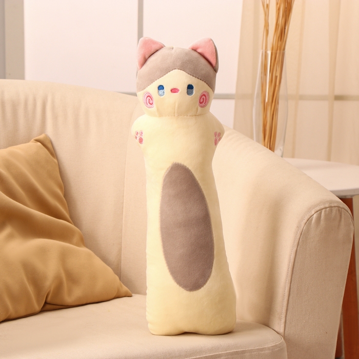 Мягкая игрушка «Кот-батон», 50 см, цвет светло-серый Мягкая игрушка «Кот-батон», 50 см, цвет светло-серый