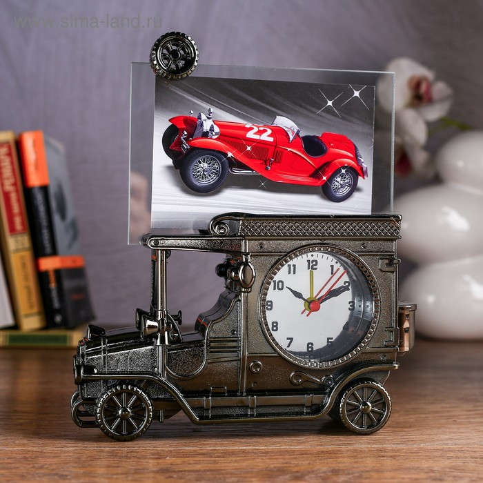 Часы - будильник настольные Часы - будильник настольные "Автомобиль" с фоторамкой, циферблат d-6 см, 15 х 10 см, АА
