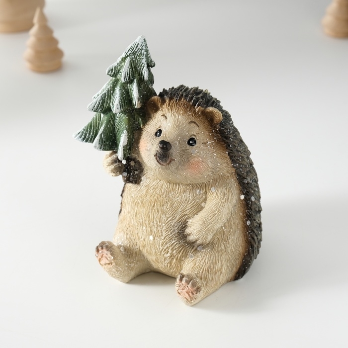 Сувенир полистоун  Сувенир полистоун "Милый ёжик с ёлочкой" 10х9,5х12,5 см