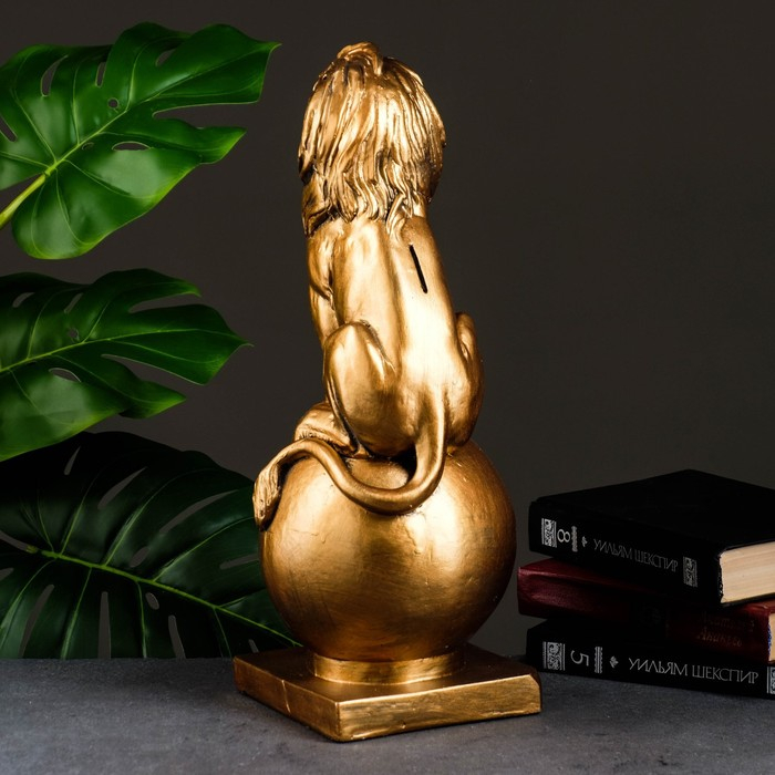 Копилка Копилка "Лев сидя на шаре" бронза, 18х18х42см