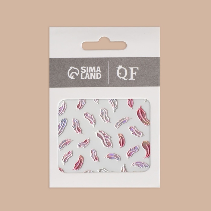 Наклейки для ногтей «Пёрышки», объёмные, разноцветные/голографический Наклейки для ногтей «Пёрышки», объёмные, разноцветные/голографический