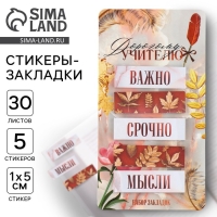 Набор стикеров закладок «Дорогому учителю», 5 штук, 30 листов
