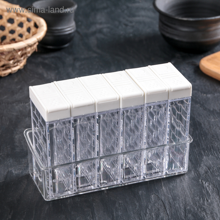 Набор для специй «Компакт», 16×11×7 см, цвет белый Набор для специй «Компакт», 16×11×7 см, цвет белый