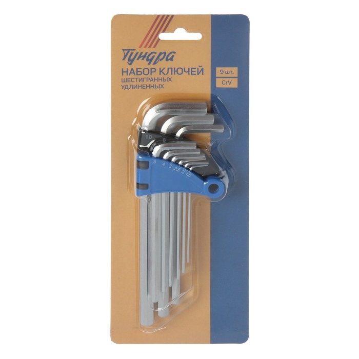 Набор ключей шестигранных ТУНДРА, удлиненных, CrV, 1.5 - 10 мм, 9 шт. Набор ключей шестигранных ТУНДРА, удлиненных, CrV, 1.5 - 10 мм, 9 шт.