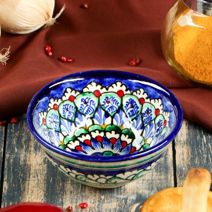 Пиала Риштанская Керамика  Пиала Риштанская Керамика "Узоры", 11,5 см, большая, микс