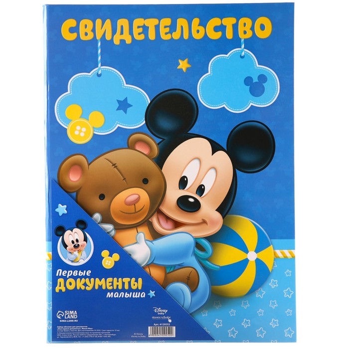 Обложка для документов набор Обложка для документов набор "Мои первые документы", Микки Маус, 21х30 см