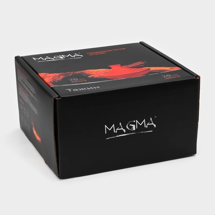 Сковорода-тажин чугунная 28×20 см, эмалированное покрытие, цвет красный