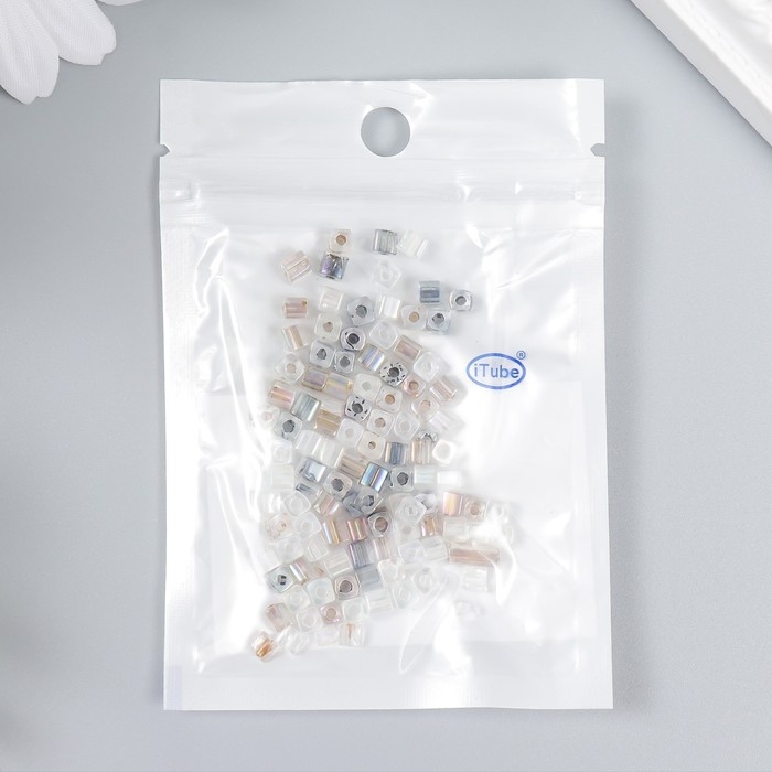 Бисер стекло 6/0  Бисер стекло 6/0 "Кубик. Полупрозрачный. Побережье" 10 гр