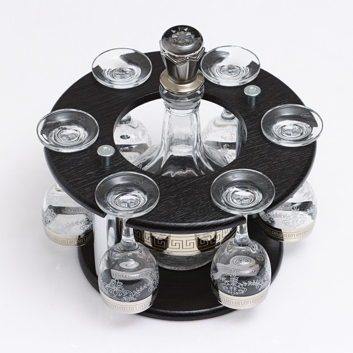 Минибар "Кольцо гармония" 7 предметов: графин 500 мл + рюмка 60 мл