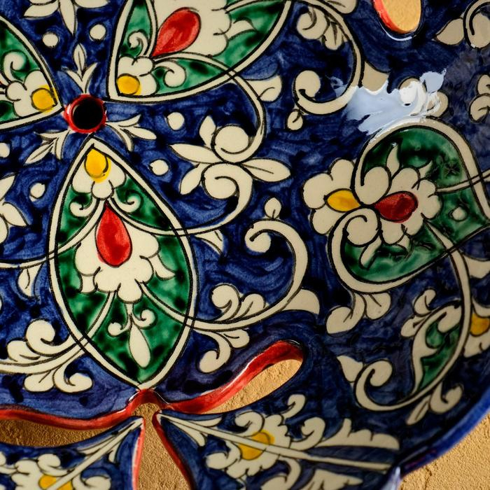 Фруктовница Риштанская Керамика  Фруктовница Риштанская Керамика "Цветы",  26 см, синяя