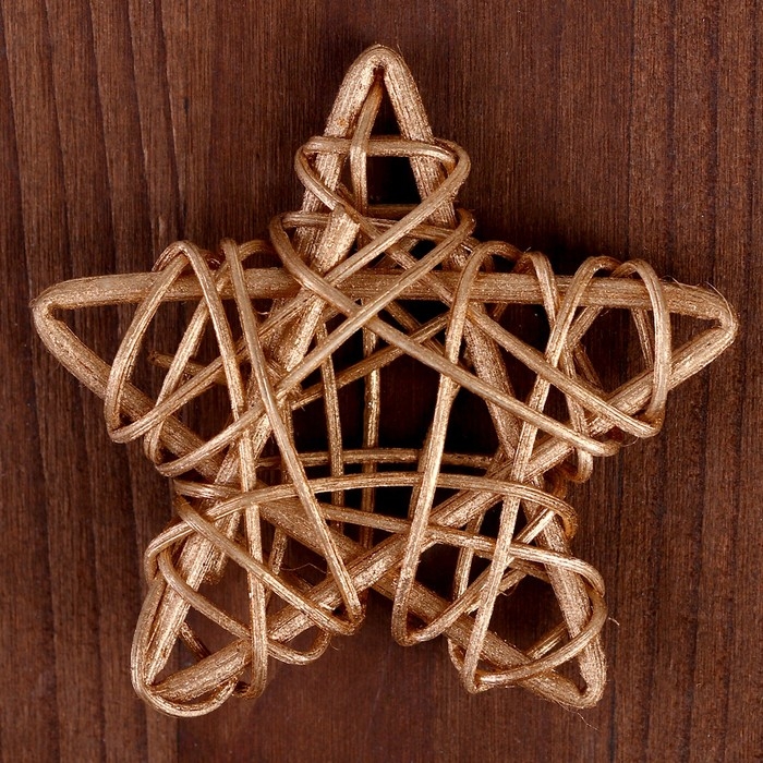 Декор для творчества из лозы «Звезда» набор 4 шт., размер 1 шт. — 6,5 см, цвет золото Декор для творчества из лозы «Звезда» набор 4 шт., размер 1 шт. — 6,5 см, цвет золото