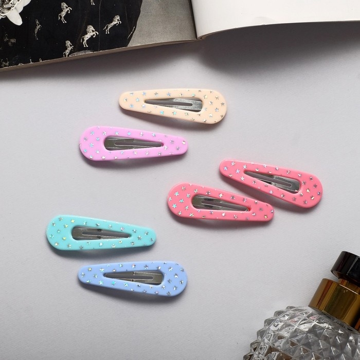 Невидимка для волос  Невидимка для волос "Беатрис" (набор 6 шт) блеск, 5 см