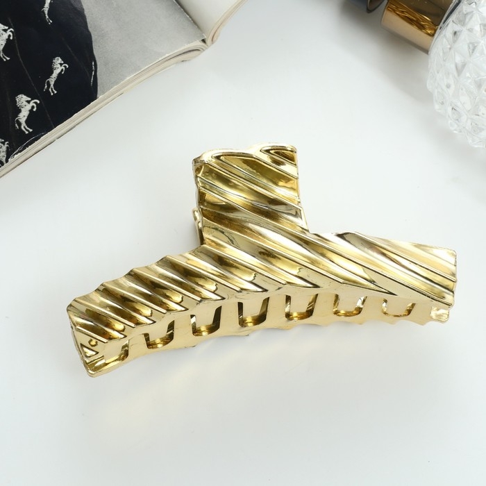 Краб для волос Краб для волос "Глянец люкс" прямой полосы рельеф, 9,5 см, микс