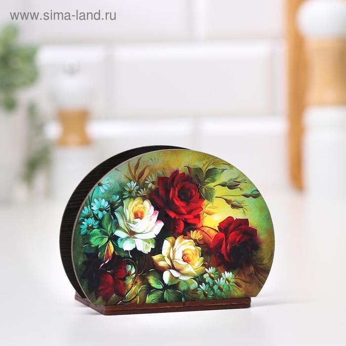 Набор для специй с салфетницей Набор для специй с салфетницей "Красные и белые розы", 13х10х10 см