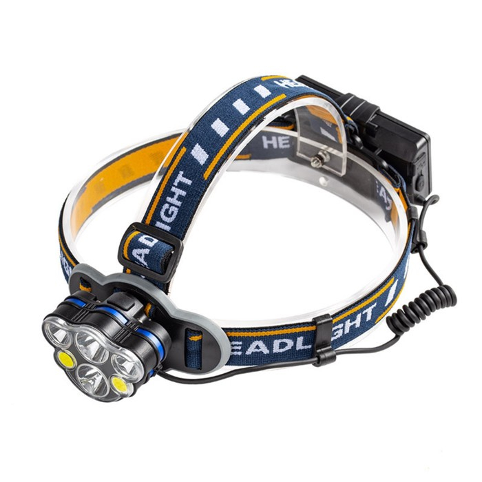 Фонарь налобный аккумуляторный  Фонарь налобный аккумуляторный "Мастер К", 4 LED, 2 COB, 2 аккумуляторных батареи, USB