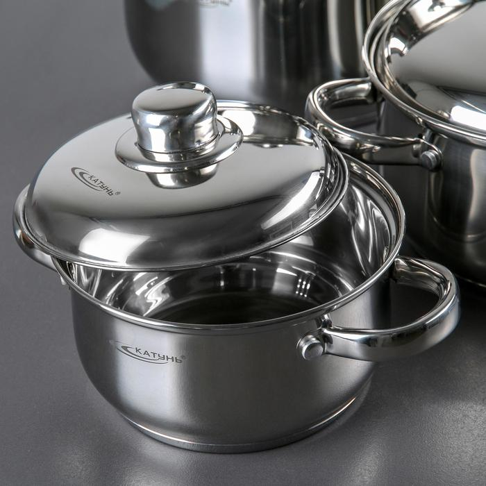 Набор кастрюль «Гретта», 4 предмета: 1,8 л, 2,5 л, 3,4 л, 4,5 л, металлические крышки, капусльное дно, индукция Набор кастрюль «Гретта», 4 предмета: 1,8 л, 2,5 л, 3,4 л, 4,5 л, металлические крышки, капусльное дно, индукция